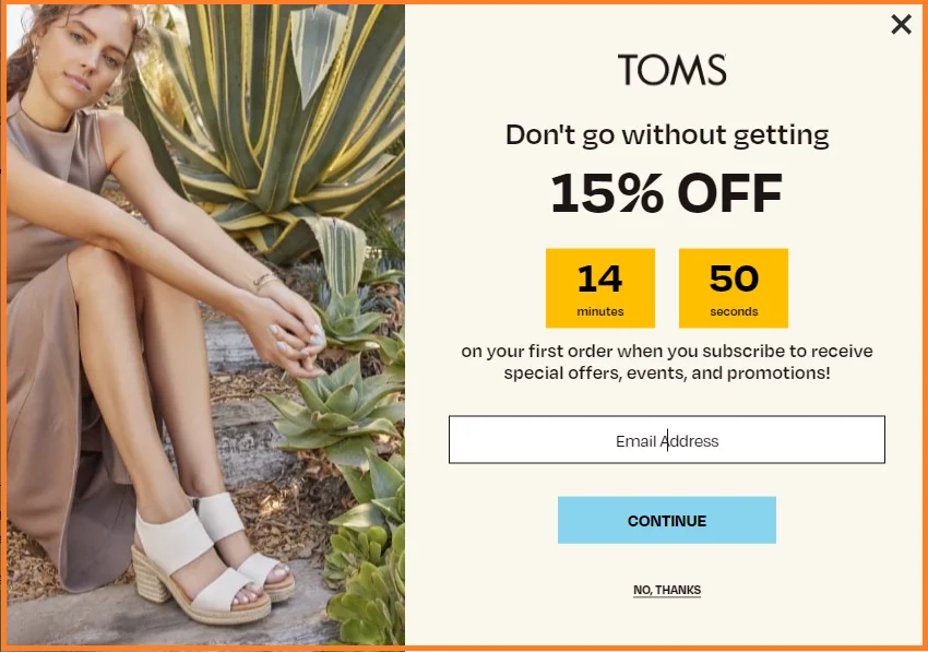 Exit intent time-limited pop-up