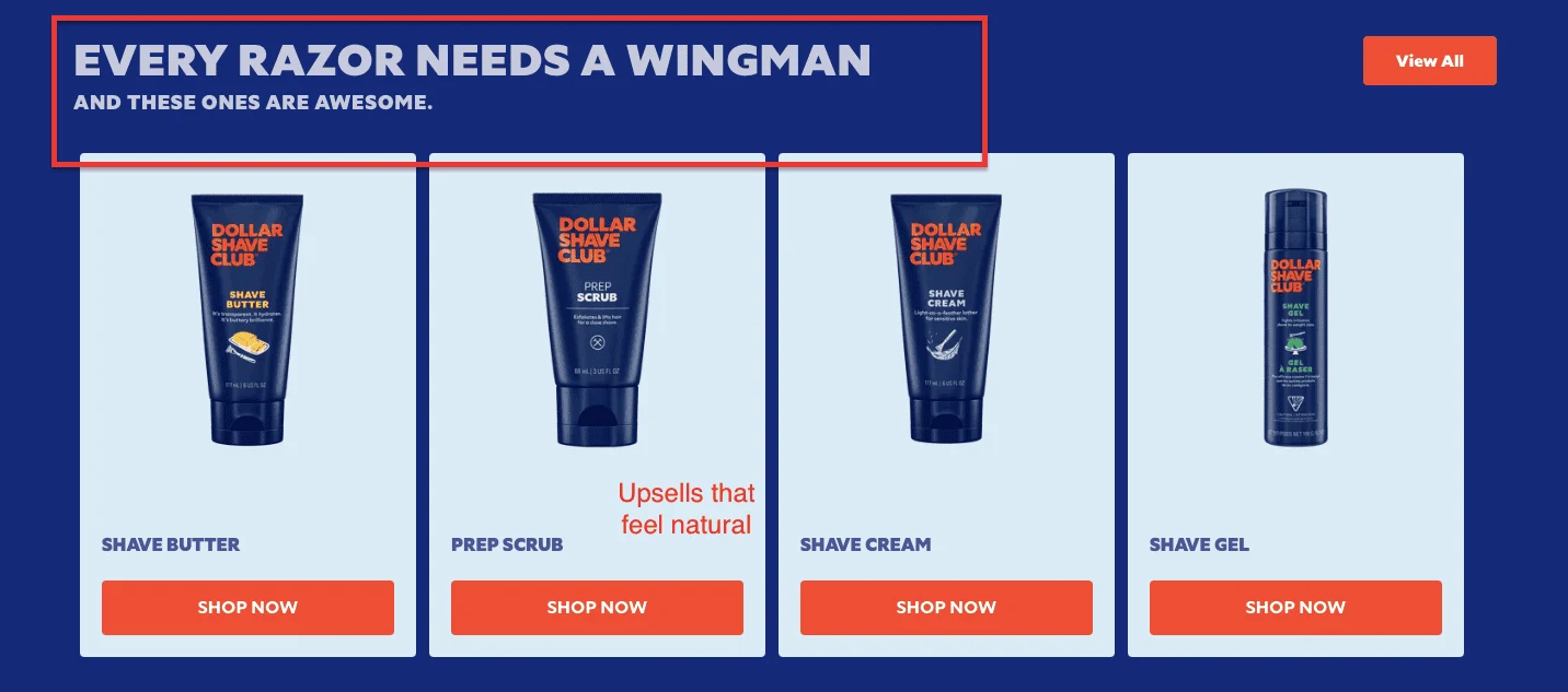 dollar shave club product page example