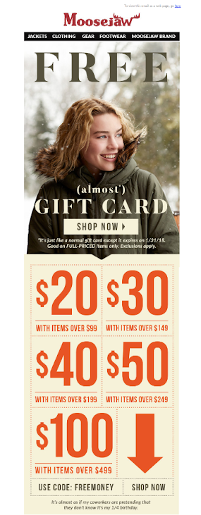 Moosejaw tiered discount exampel