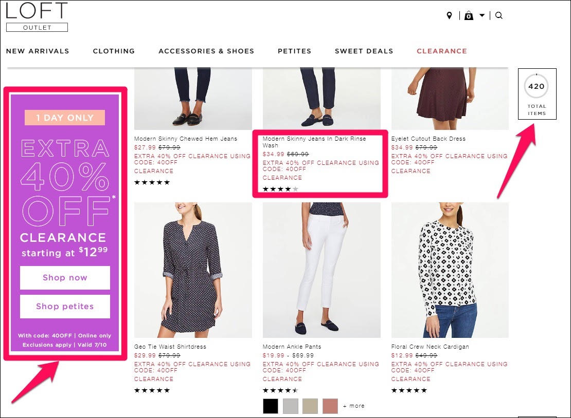 Loft Limited Time Offer Example