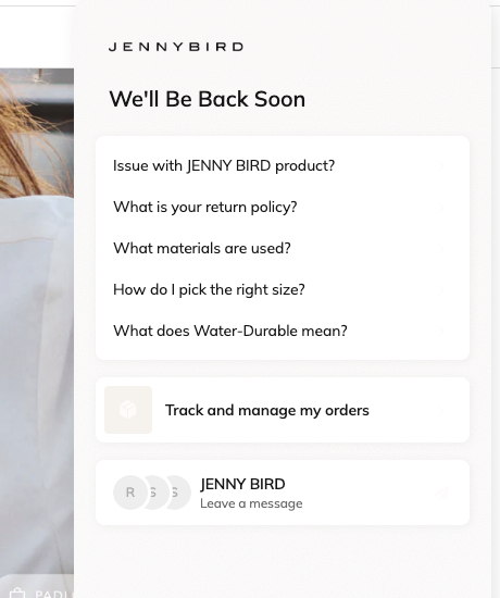 Online Jewelry Conversions: Turn Traffic Into Revenue -Jenny Bird cross funnel FAQ in live chat helps to grow jewelry sales organically