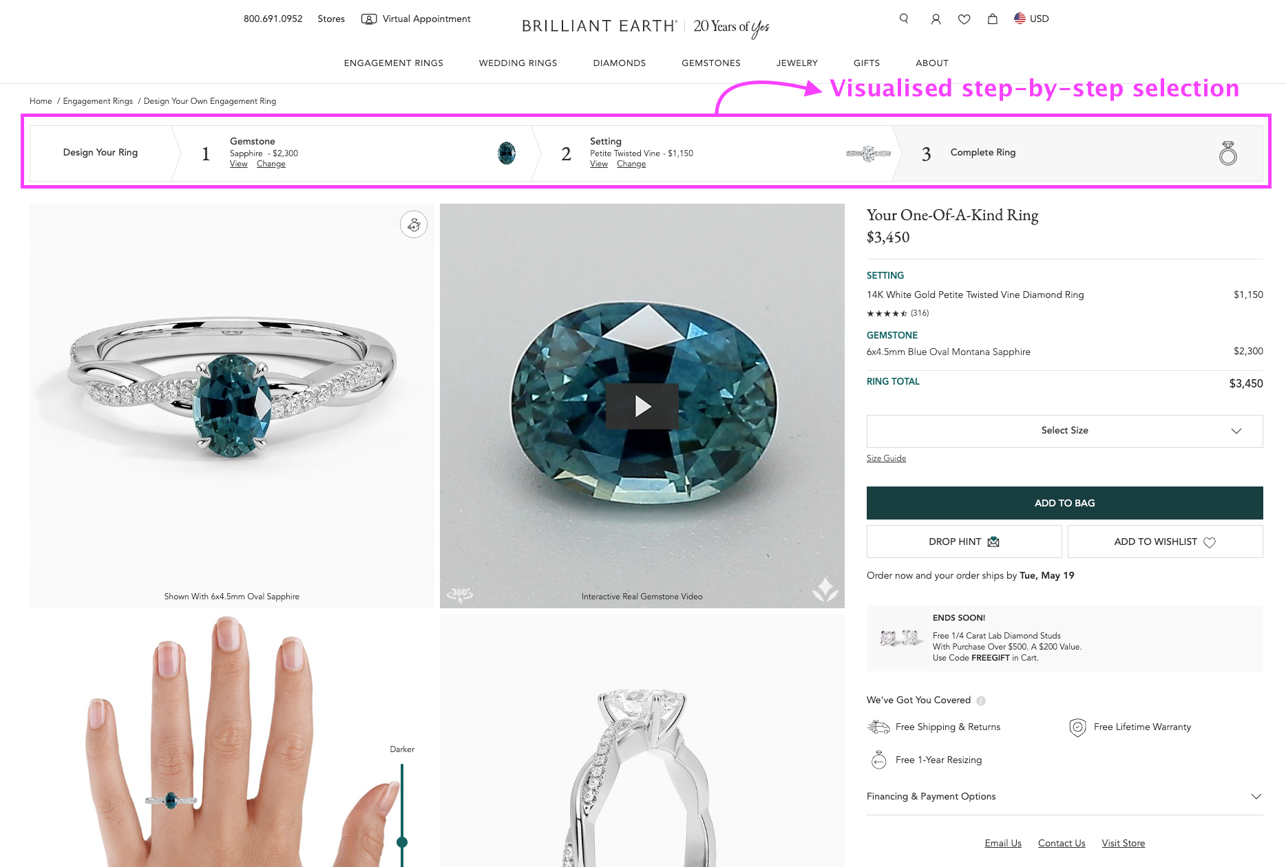 Jewelry Product Page: Tiered Framework to Boost Conversions. Online Jewelry Example: Brilliant Earth