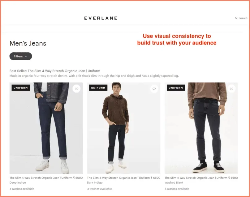 everlane product listing page example
