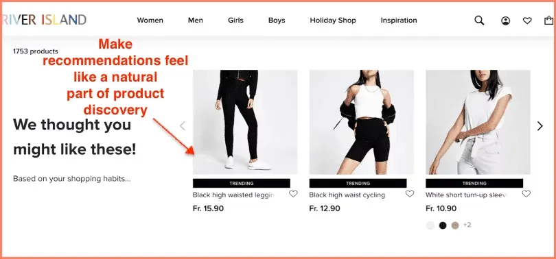 River Island Product Listing Page Example
