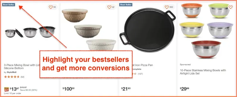 home depot product listing page example