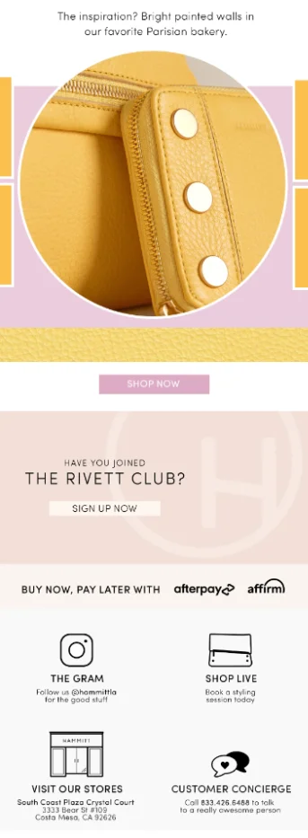 An email that lets the subscriber reach the brand in one click