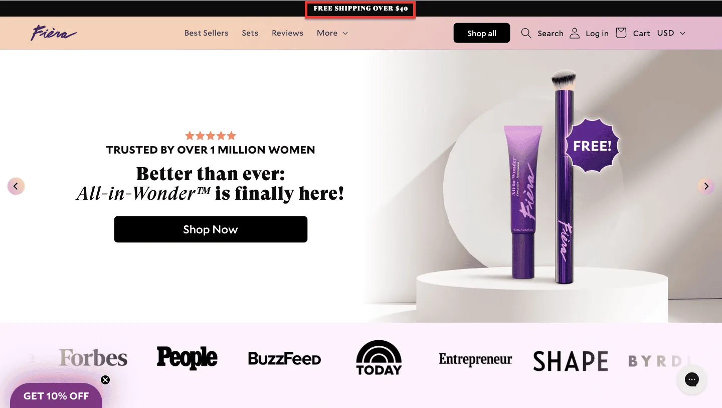 Free Shipping Thresholds Example