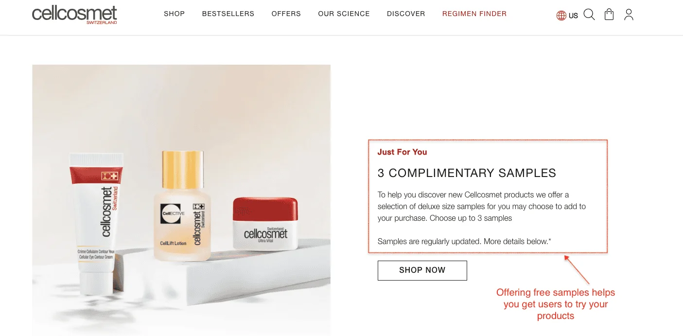 offer free product samples
