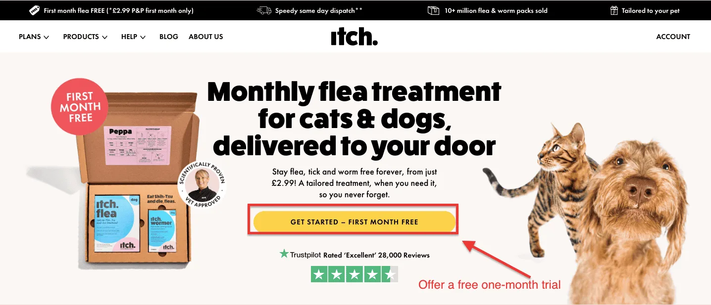 one month free trial example