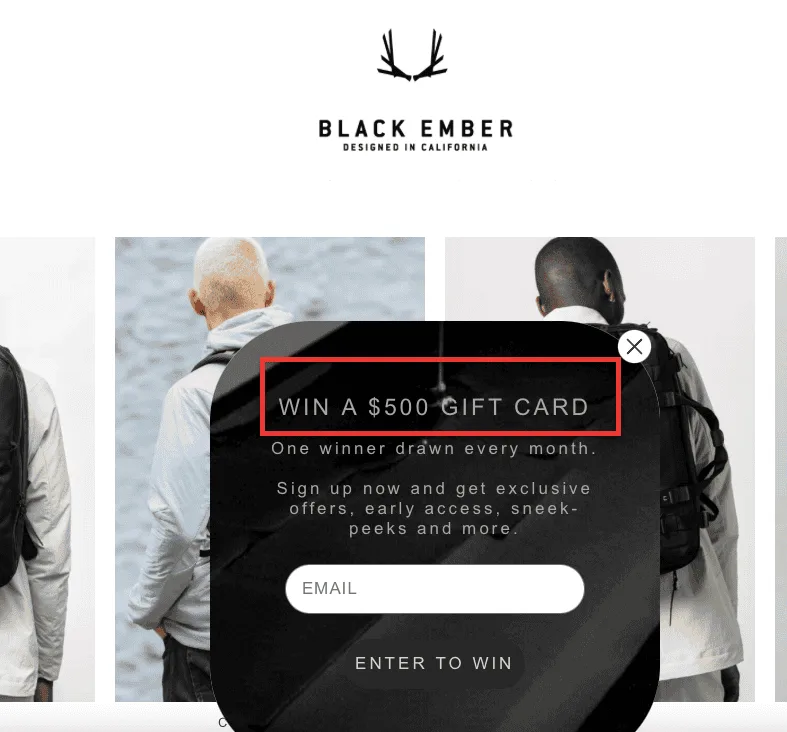 Gift card giveaway example