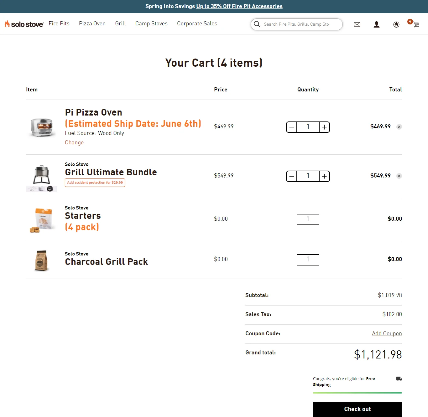Solo Stove shopping cart design example