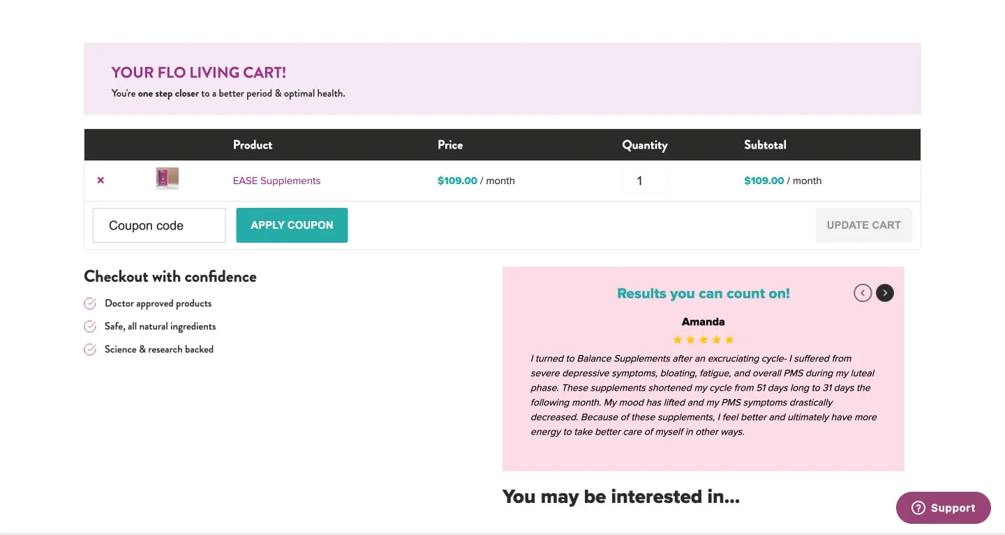 Flow Living shopping cart design example