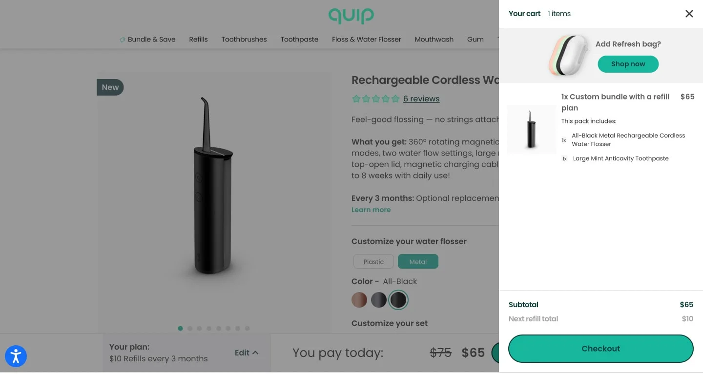 Qip shopping cart UX design