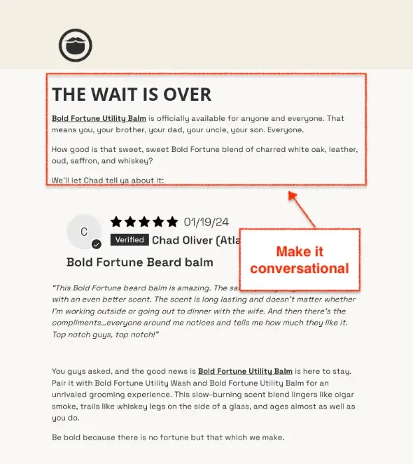 beardbrand beauty email example