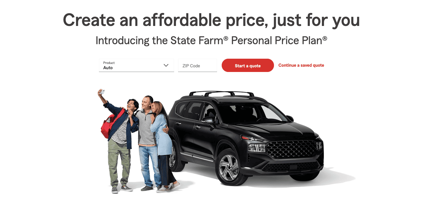 state farm hero section example