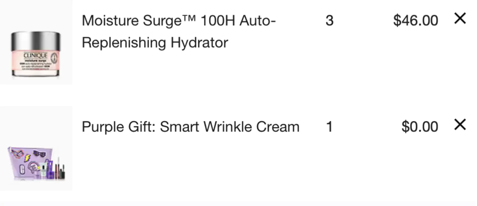 Cart with free gift