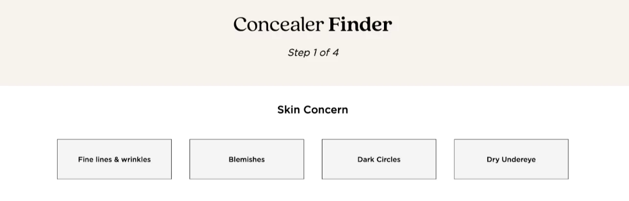 Product quiz ecommerce website