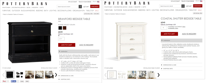 example of product browsing experience