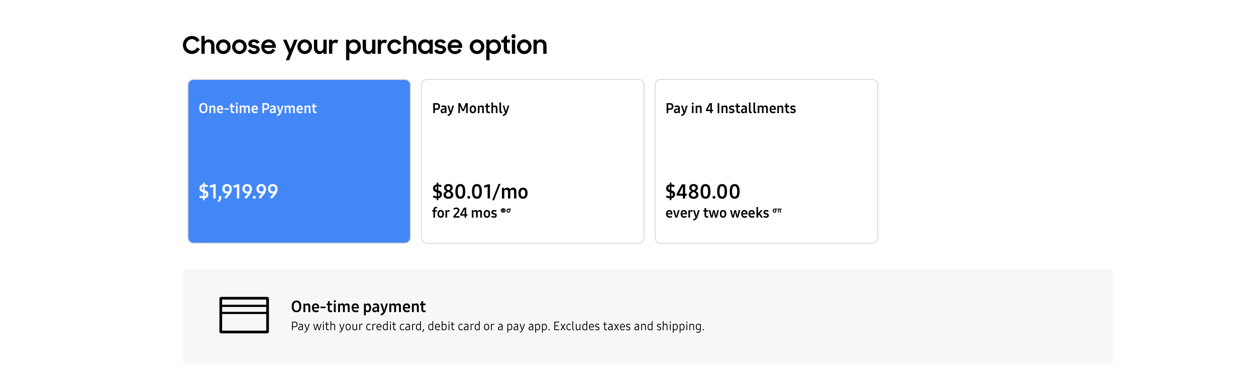 Multiple payment options