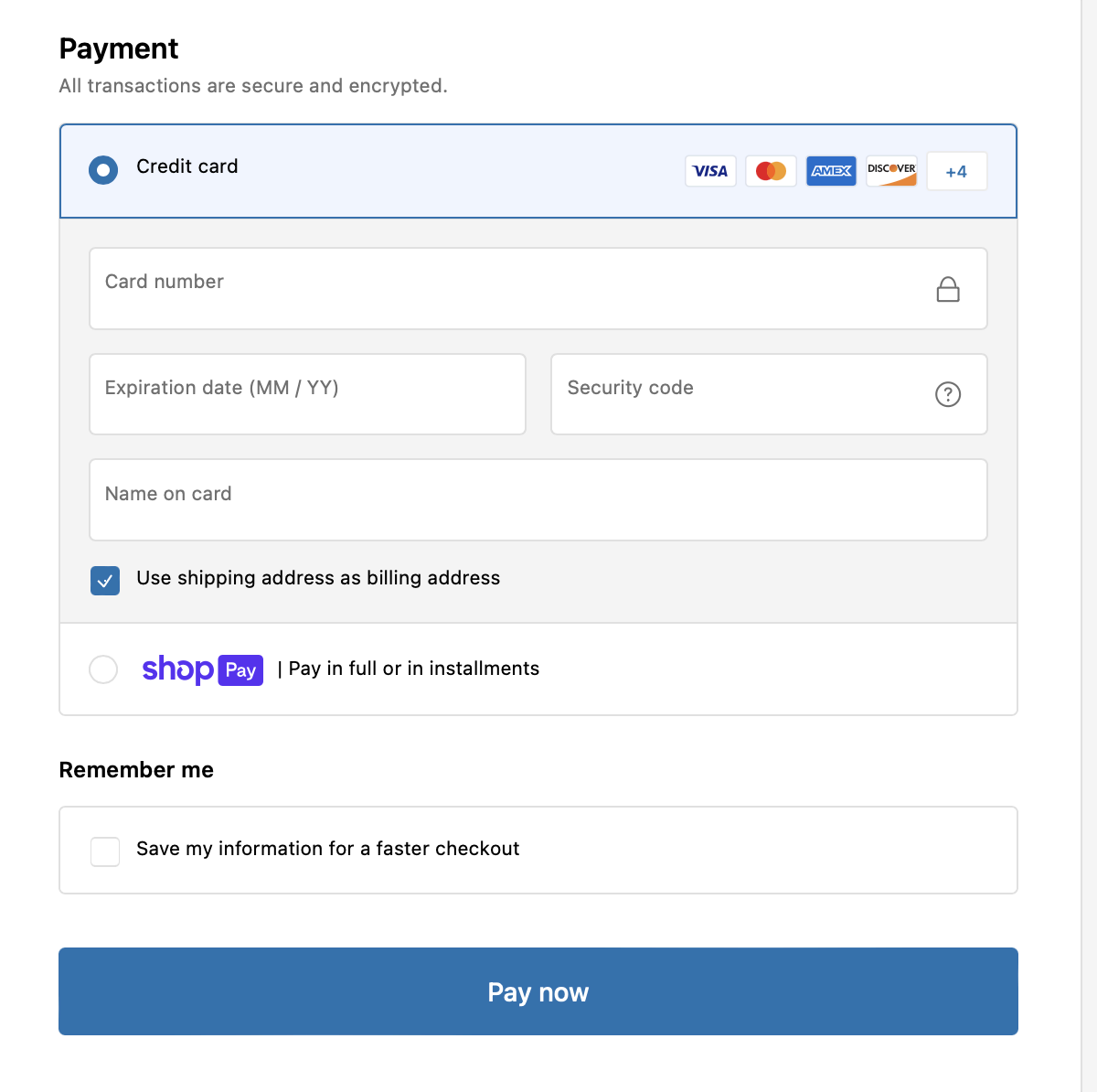 Radio buttons on checkout page