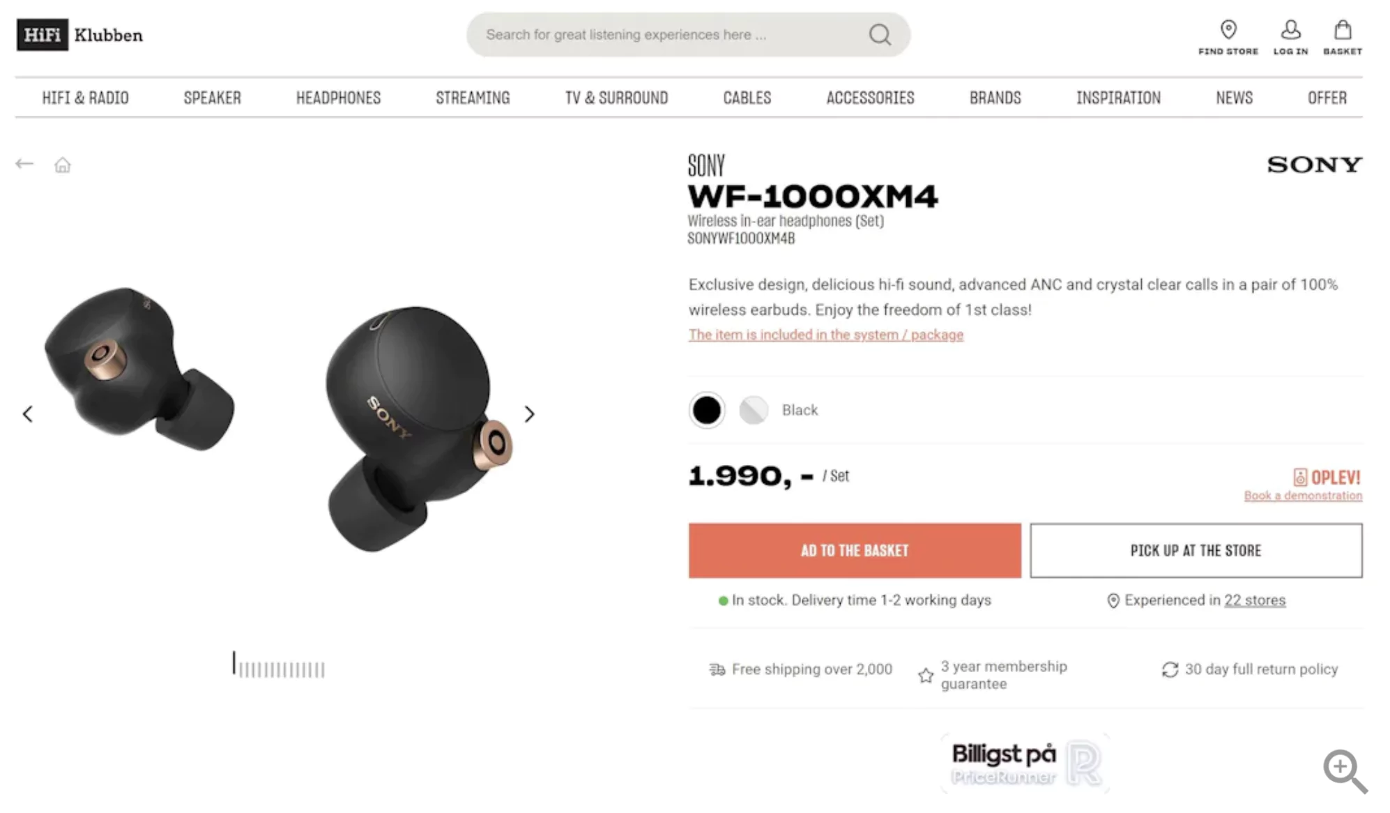 Fulfiment options on product page