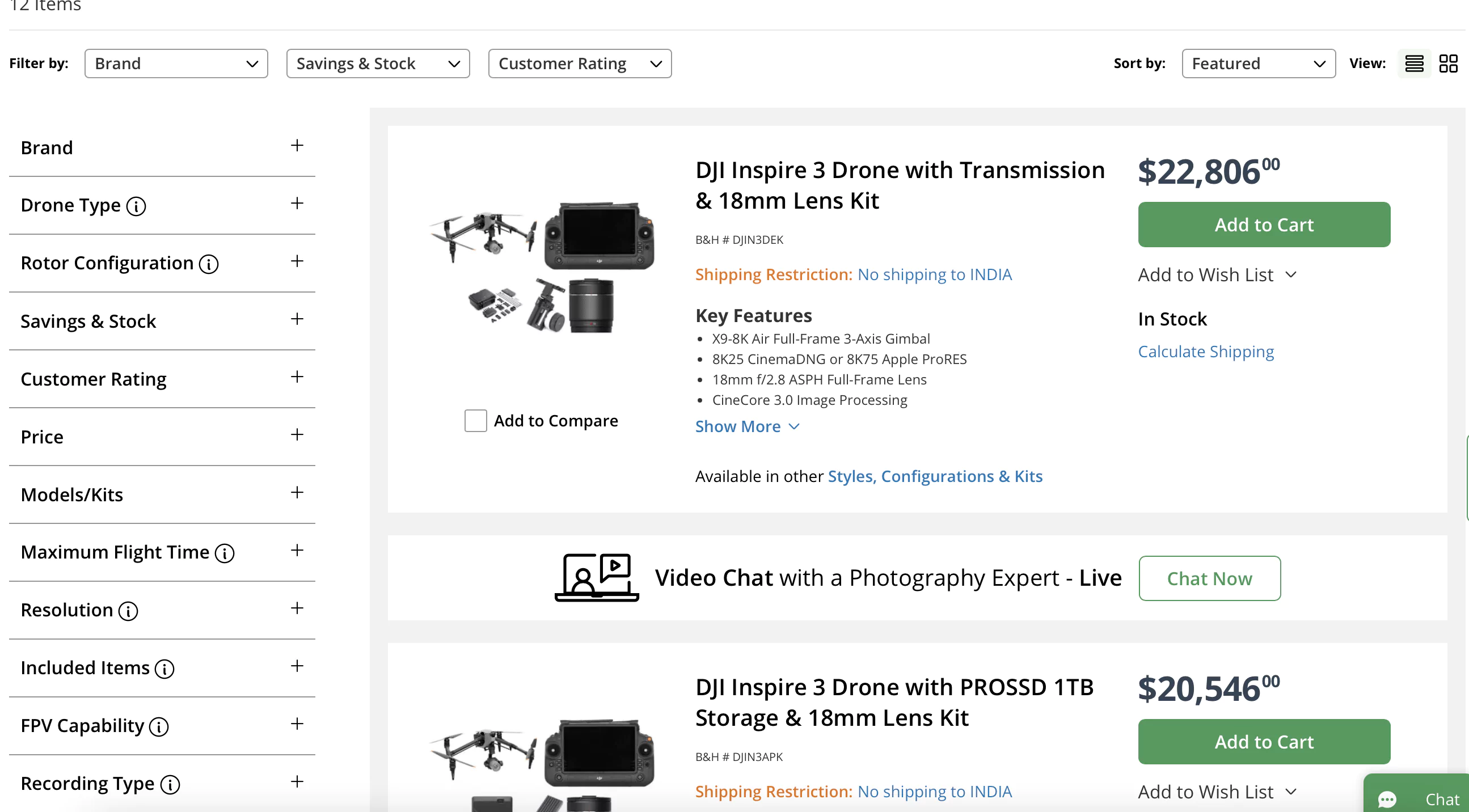 Advanced filters in electronics ecommerce website