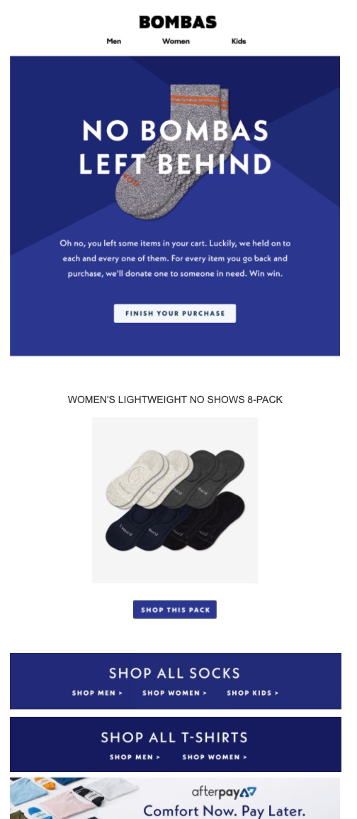 Bombas features AI based eCommerce to segment abandoned carts