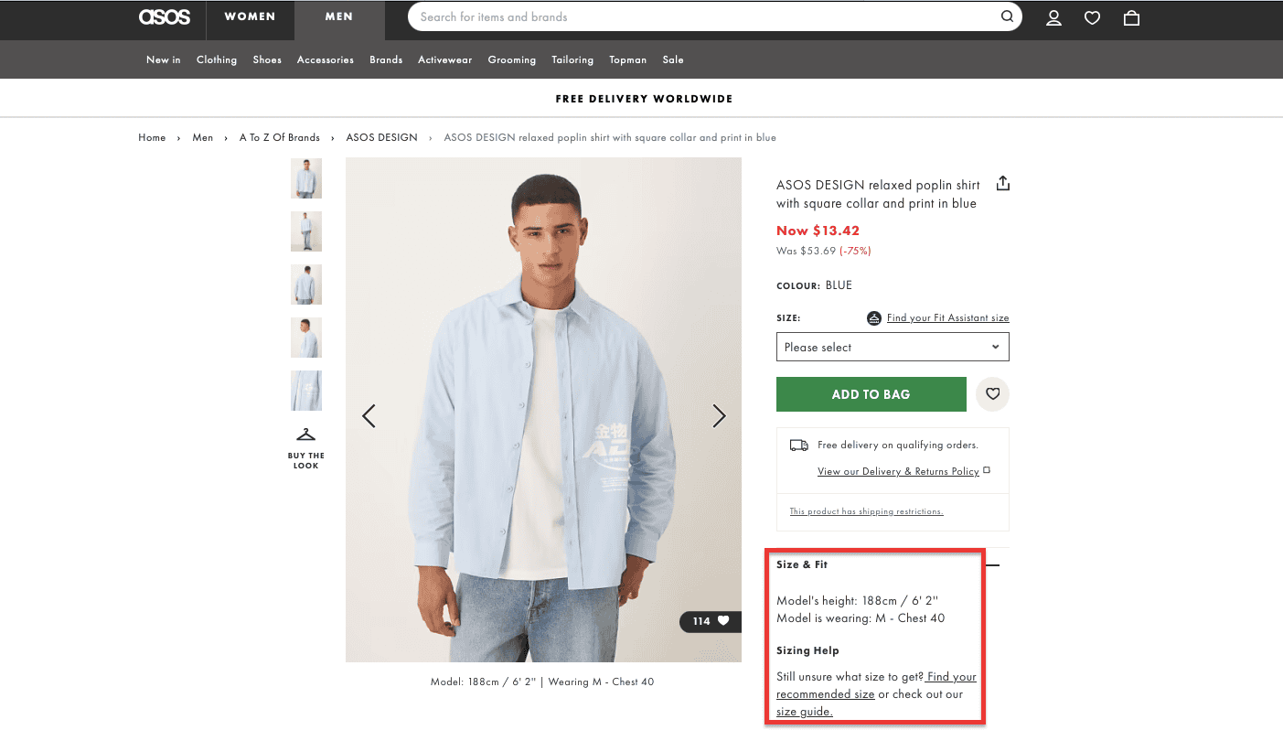asos landing page example