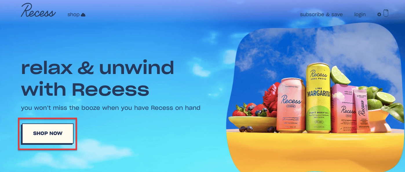 recess landing page example