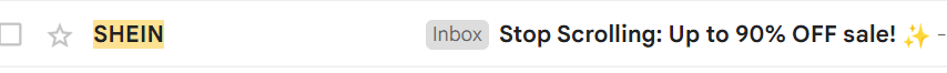 Shein subject line creates FOMO and triggers a better open rate