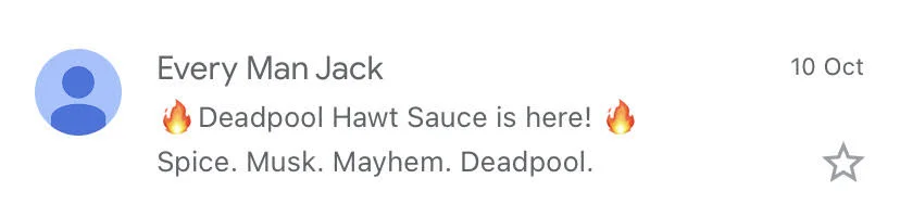 Every Man Jack email subject line example