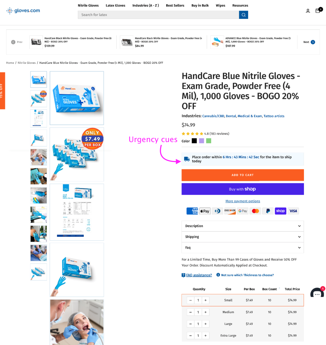 Gloves example - The 4 One-Click Checkout Models Used by Advanced eCommerce Brands