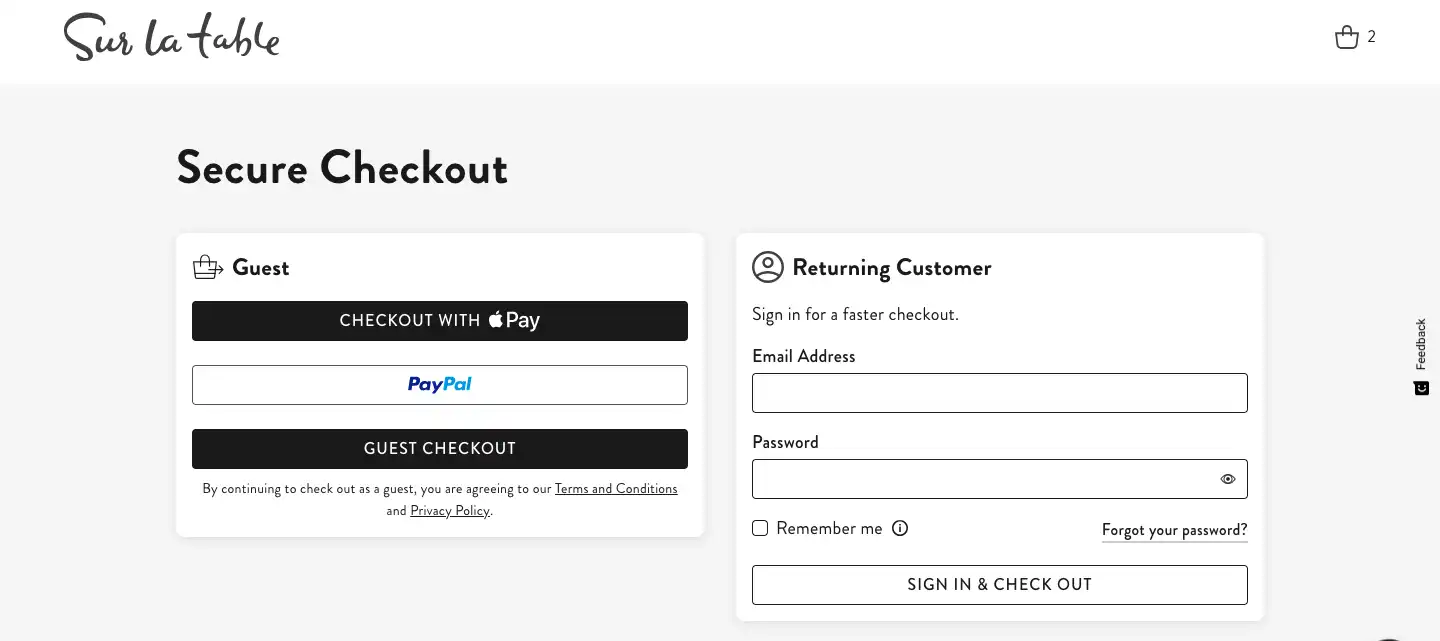 Surla Checkout Navigation