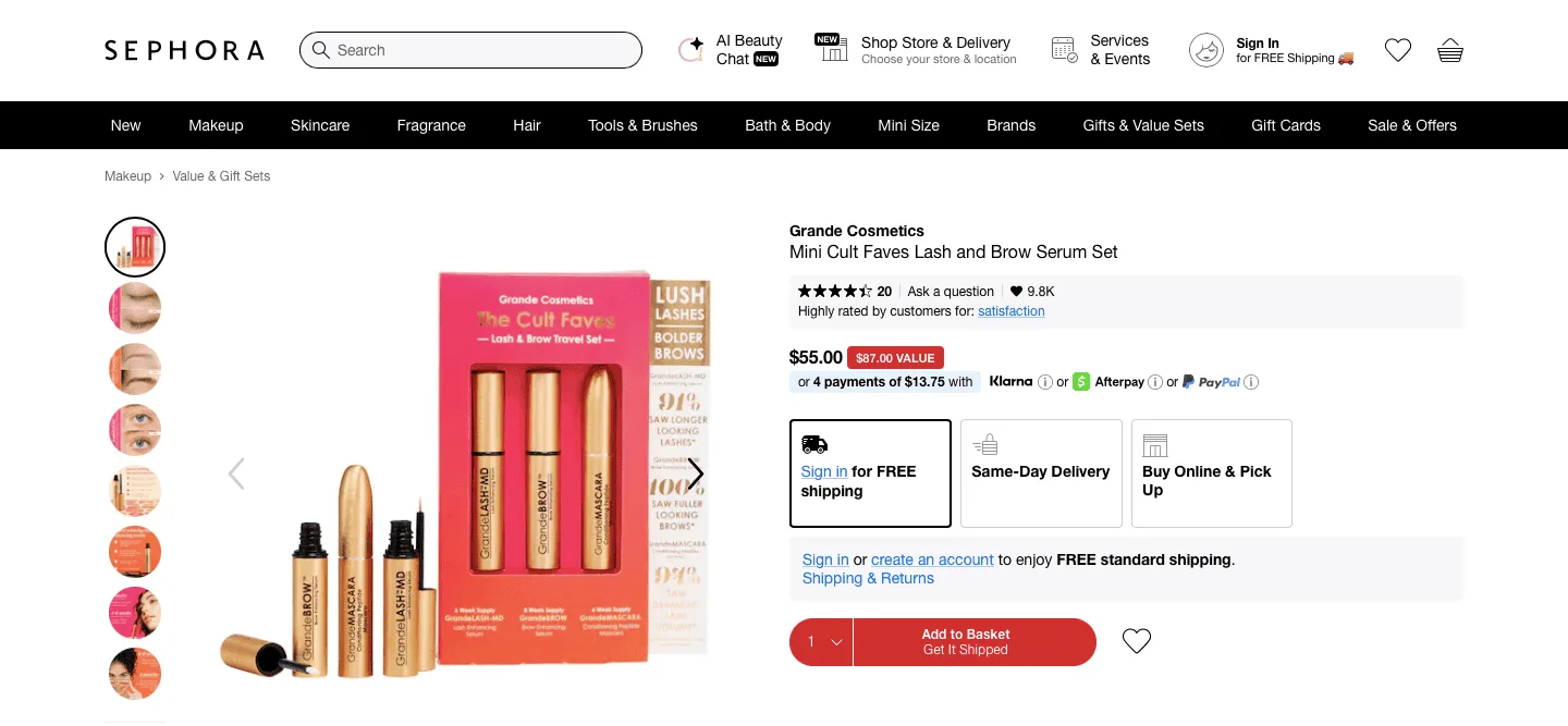 Sephora Product Bundle Example