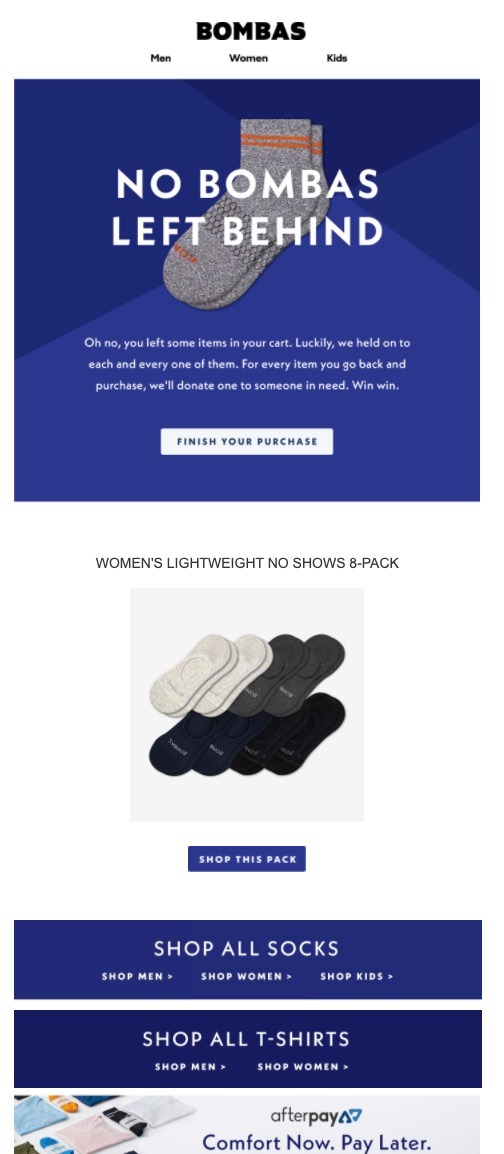 Bombas features AI based eCommerce to segment abandoned carts