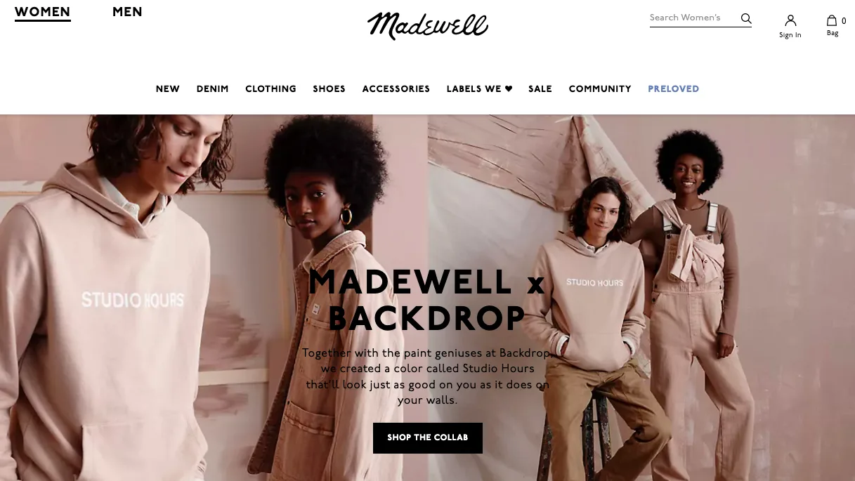 Madewell Contrasting CTA example
