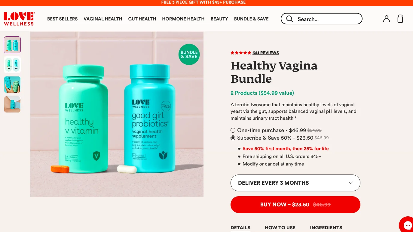 Love Wellness Bundle Pricing Example