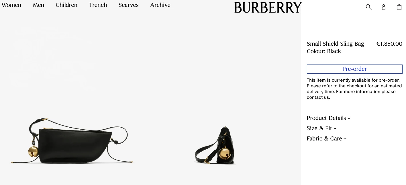 burberry preorder example