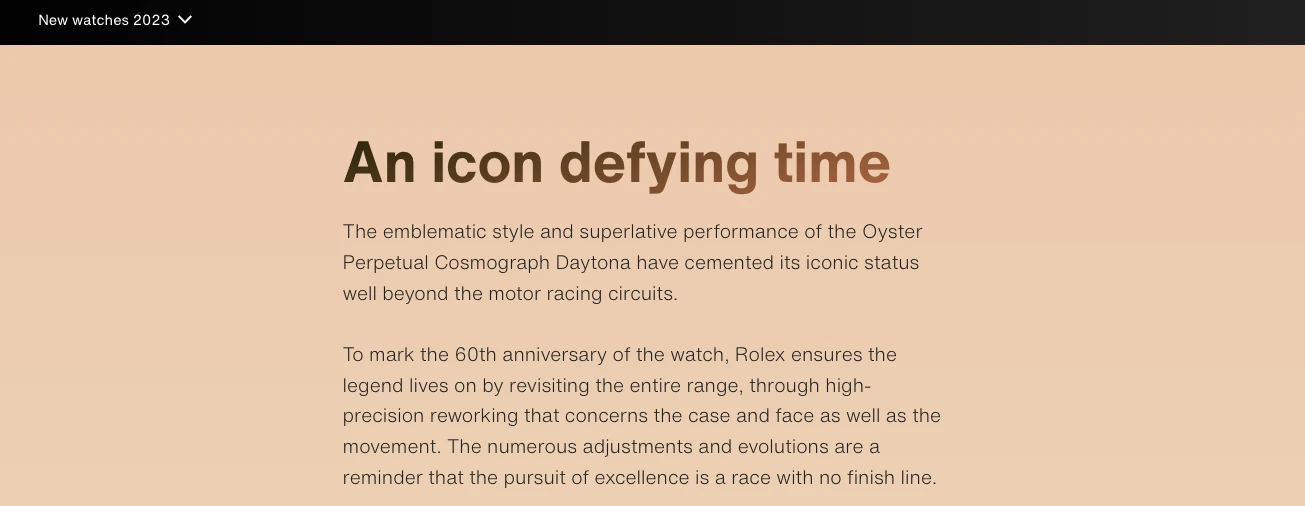 Rolex headline example