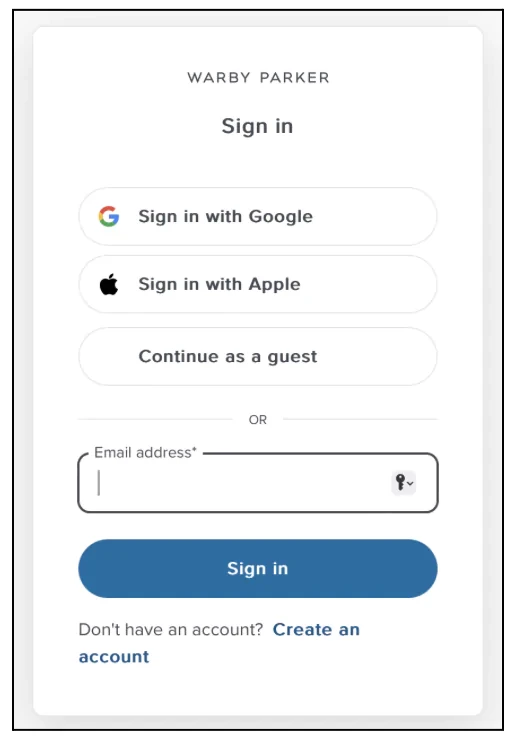 Warby Parker Guest Checkout Example