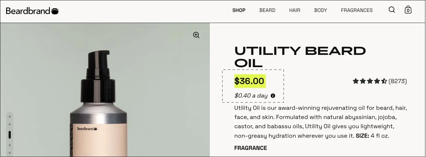 Beard brand pricing example