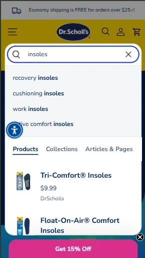 healthcare eCommerce search example