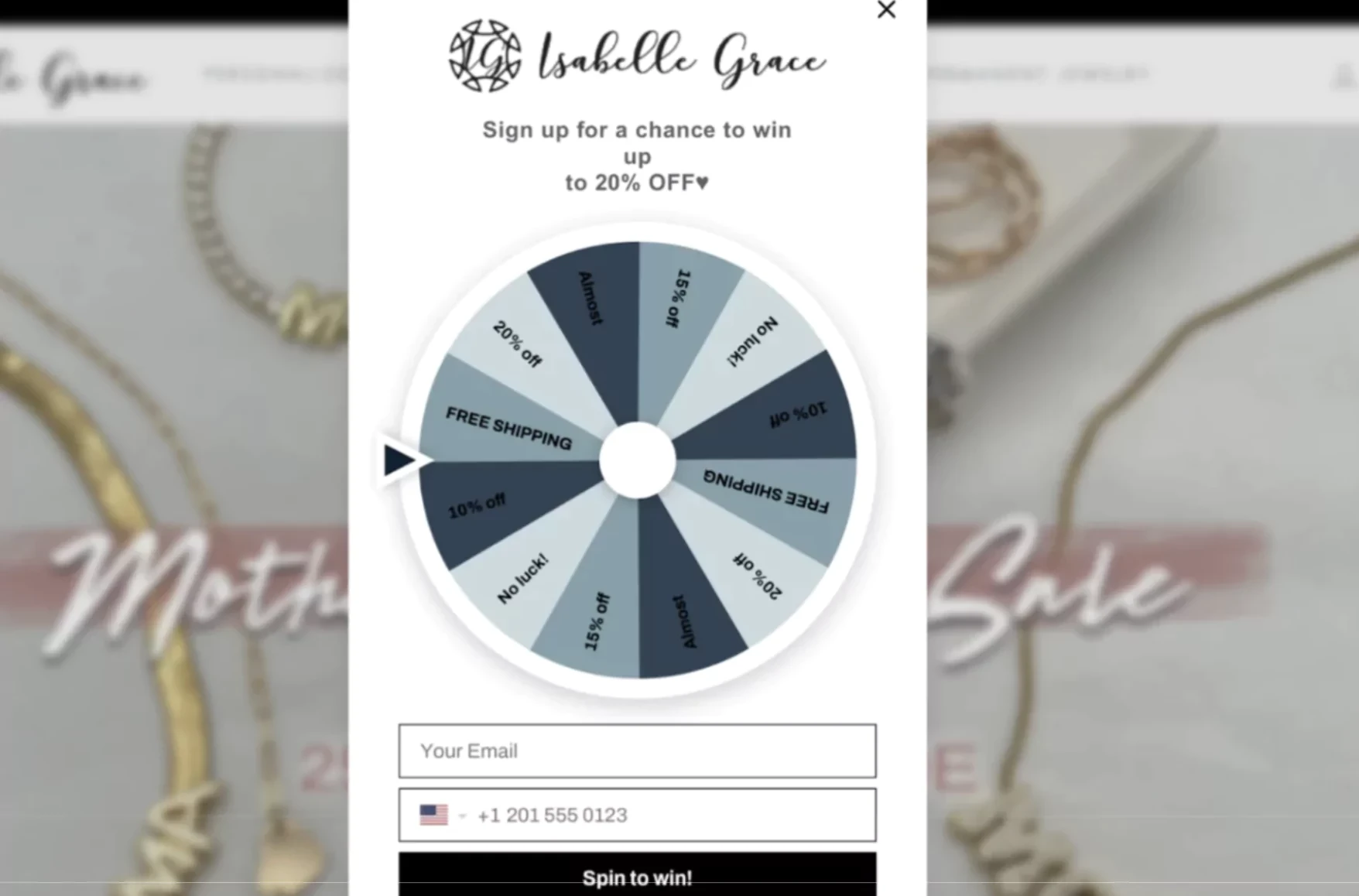 Issabella Grace Popup Example
