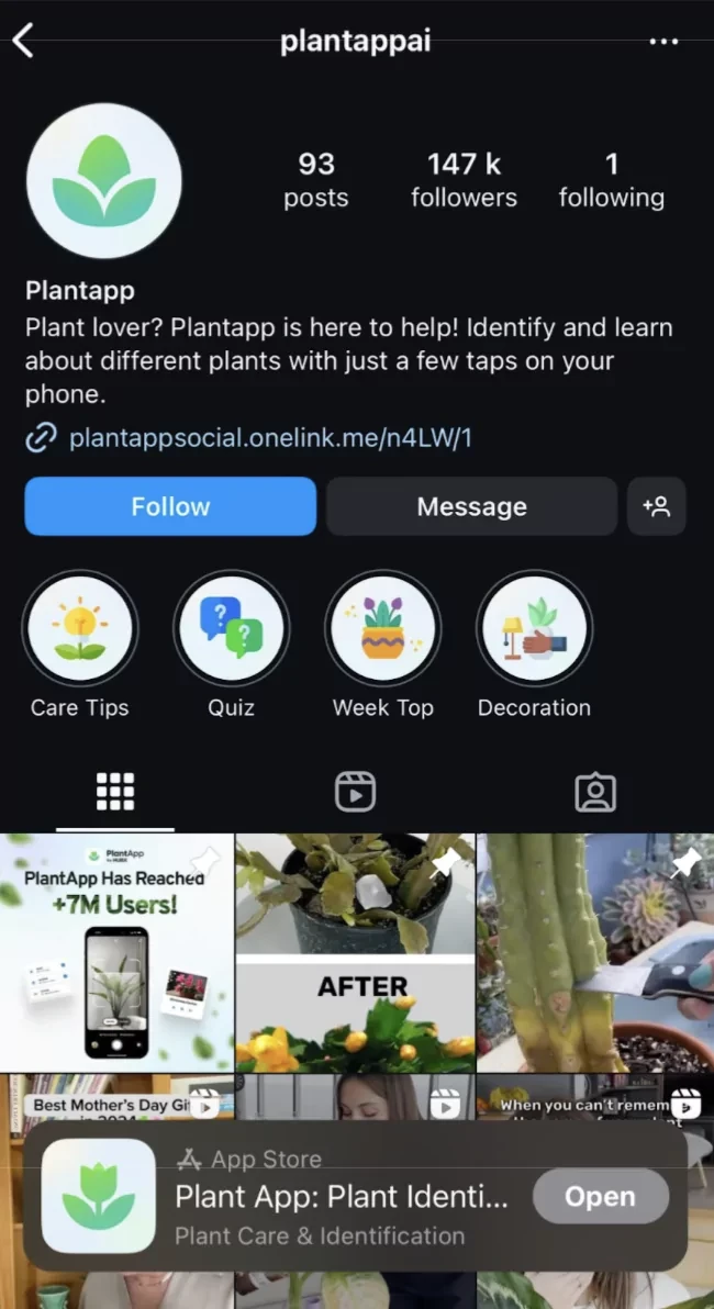 plant app instagram example