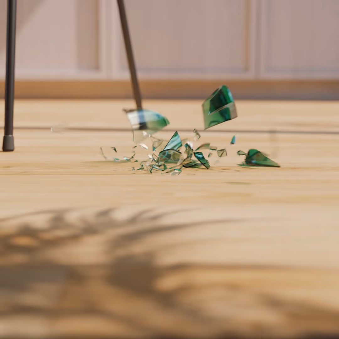 Verre cassé VFX pour spot 3d Adeo
