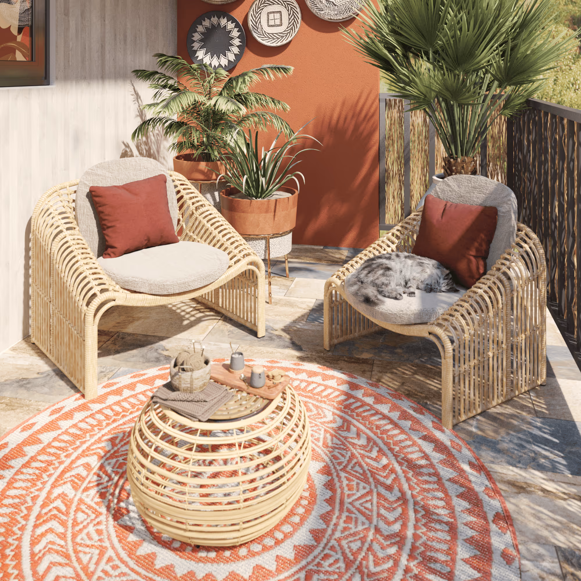 Salon de jardin bohème en 3D Adeo