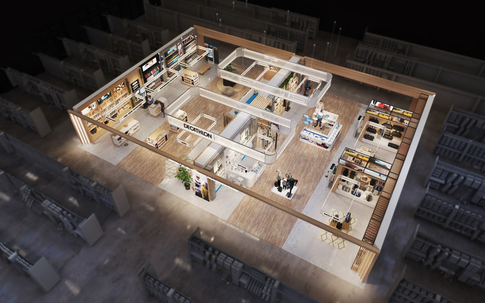 vue d'ensemble stand decathlon en 3D