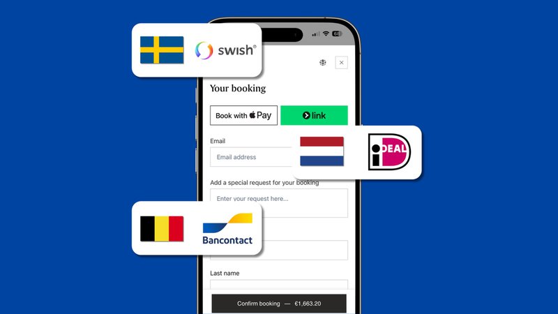 Hotelchamp checkout screen displaying multiple local payment methods and digital wallets for international hotel bookings.
