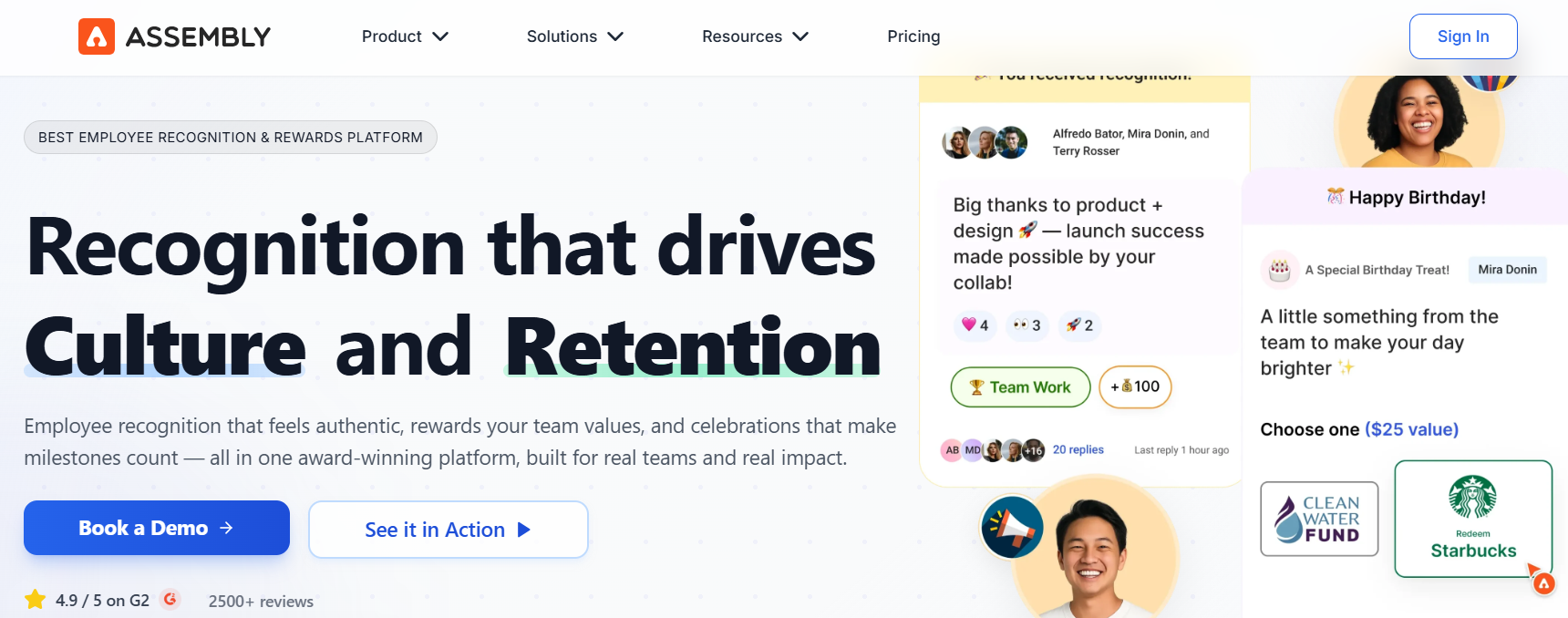 Assembly employee recognition and rewards platform