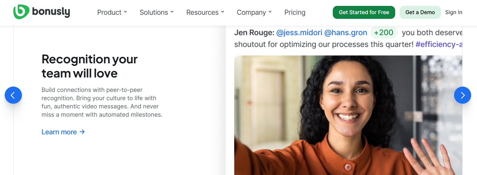 Bonusly Employee Recognition Software